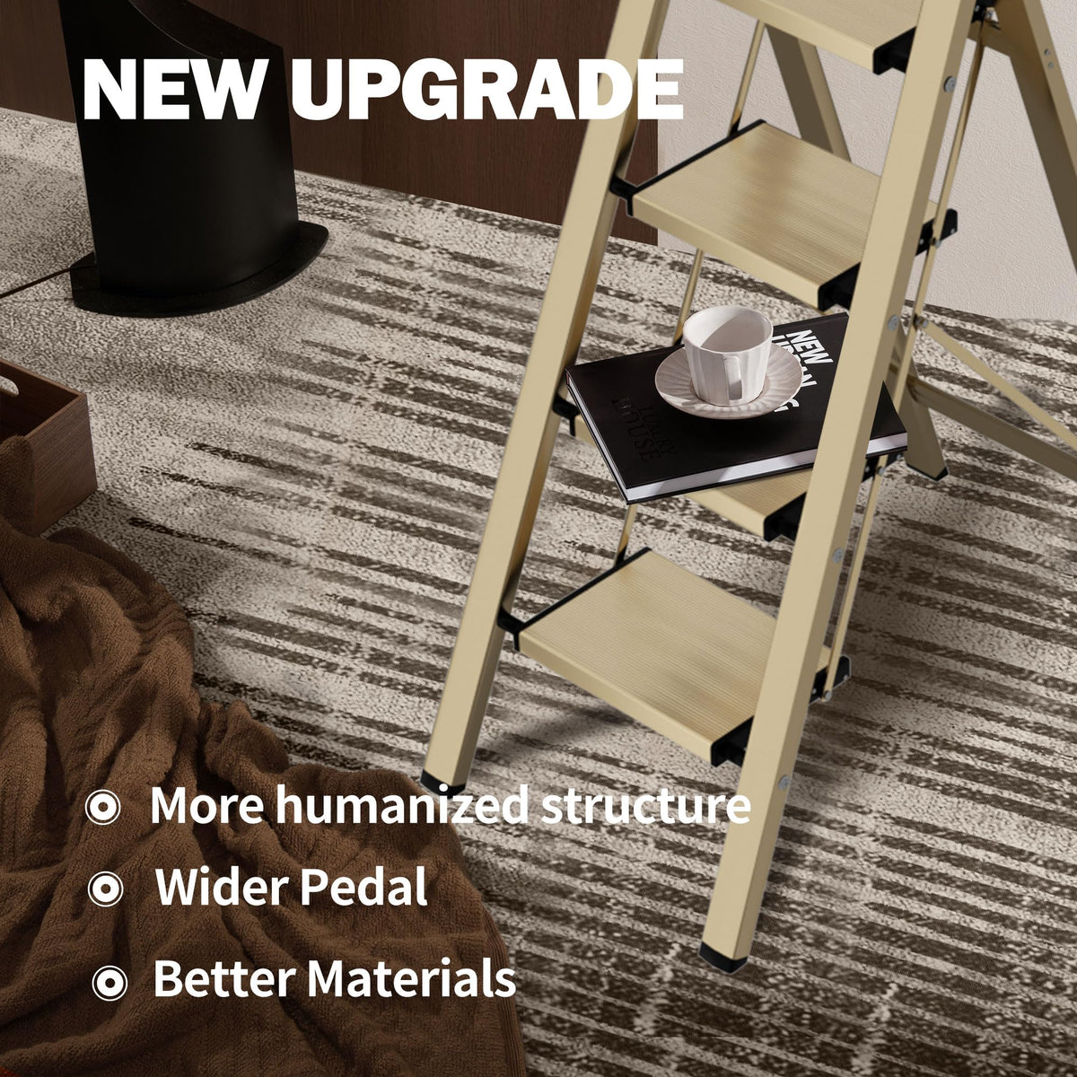 4 Step Lightweight Folding Ladder with Handgrip 330lbs Capacity Q79757
