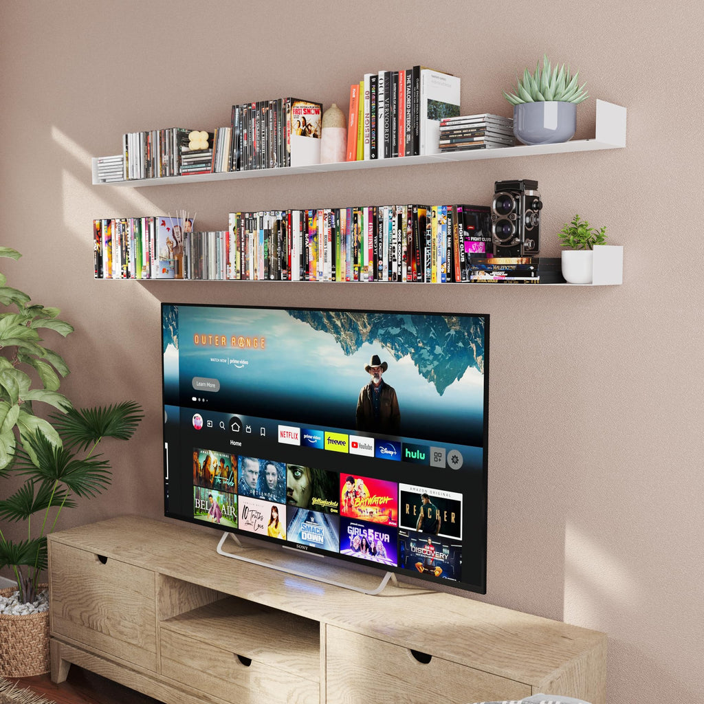 White Metal U Shape Wall Mountable Bookshelf U21228