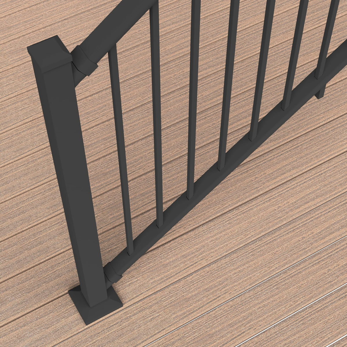 6 ft. x 42 in. Textured Black Aluminum Stair Rail Kit O558